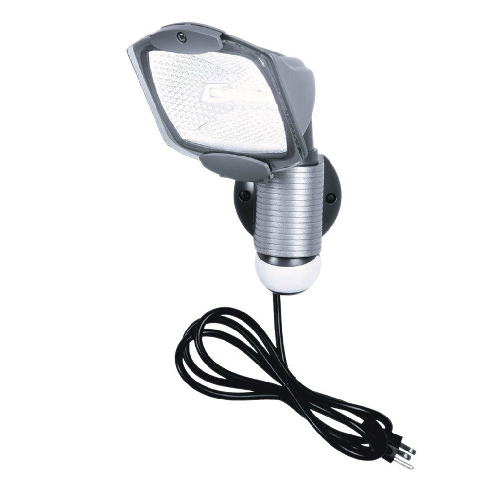 Consumer Products MS100PG Motion-Activated 110° Plug-In Floodlight, Gray, 100W