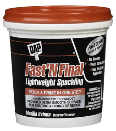 Dap® 12140 Fast 'N Final® Ready To Use Lightweight Spackling, 1/2 Pint, White