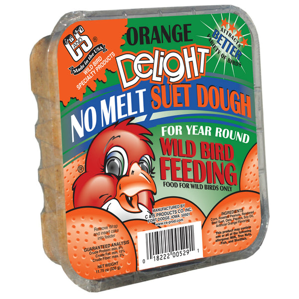 C&S 12529 Orange Delight No Melt Wild Bird Suet Dough Cake, 11.75 Oz