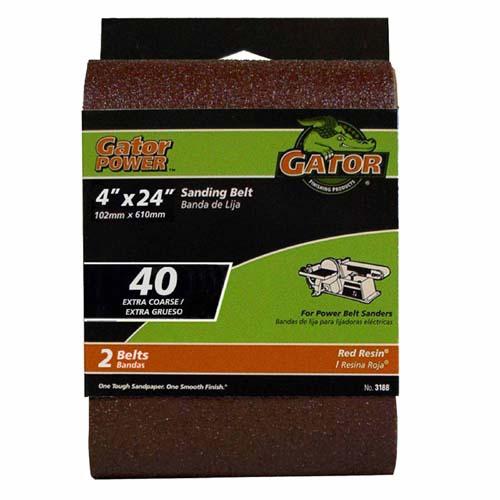 Gator 3188 Bi-Directional Sanding Belt, 40 Grit, 4" x 24"