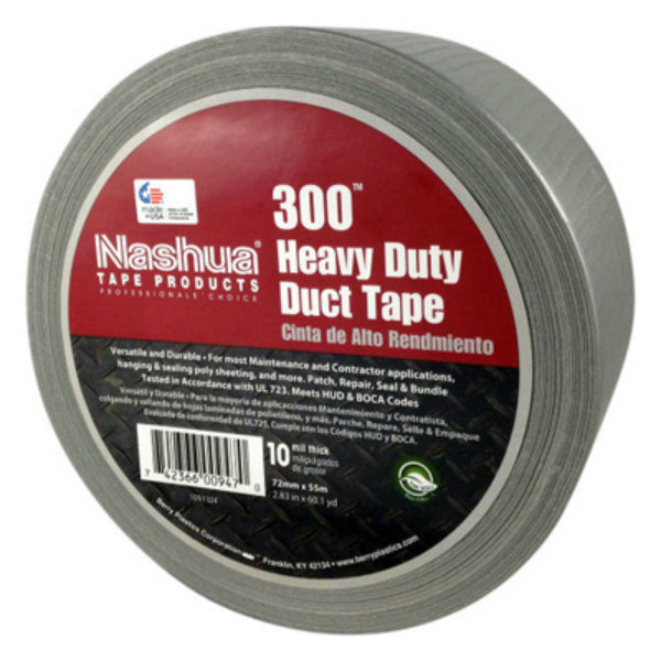 Nashua® 1087088 Heavy-Duty Duct Tape, Silver, 10 Mil, 2.83" x 60 Yd, #300