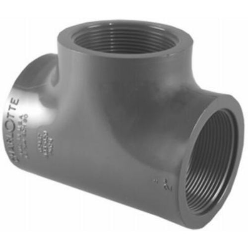 Charlotte Pipe® PVC-08402-2000HA Schedule 80 PVC Tee, 2", FPT x FPT x FPT