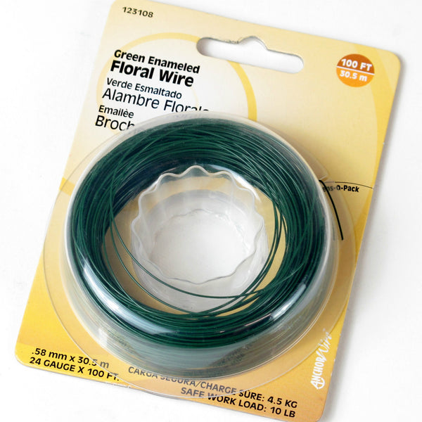 Hillman Fasteners 123108 Green Enameled Floral Wire, 24-Gauge, 100'