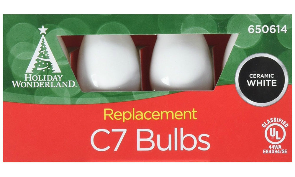 Holiday Wonderland 1074W-88 Xmas C7 Ceramic Replacement Bulbs, White
