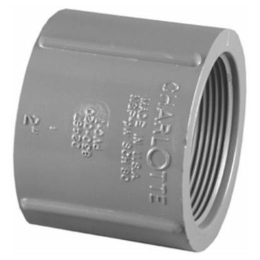 Charlotte Pipe® PVC-08102-1000HA Schedule 80 PVC Coupling, FPT x FPT, 1/2", Gray
