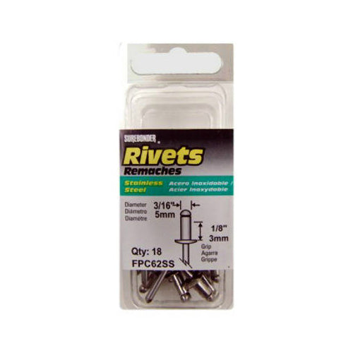 Surebonder® FPC62SS Short Stainless Steel Rivet, 3/16" Dia., 18-Pack