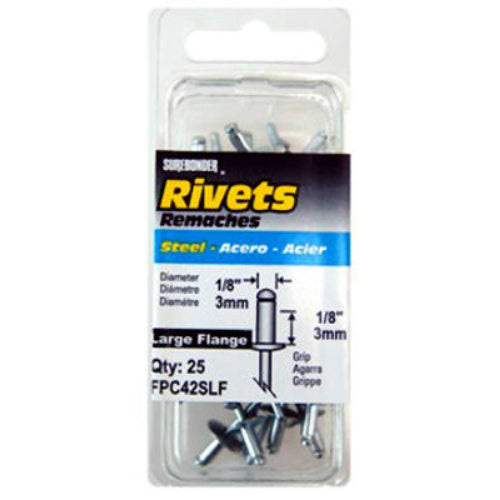 Surebonder® FPC42SLF Steel Short Large Flange Rivet, 1/8" Dia., 25-Pack