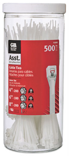 Gardner Bender 50098N Cable Tie Canister, 500-Piece