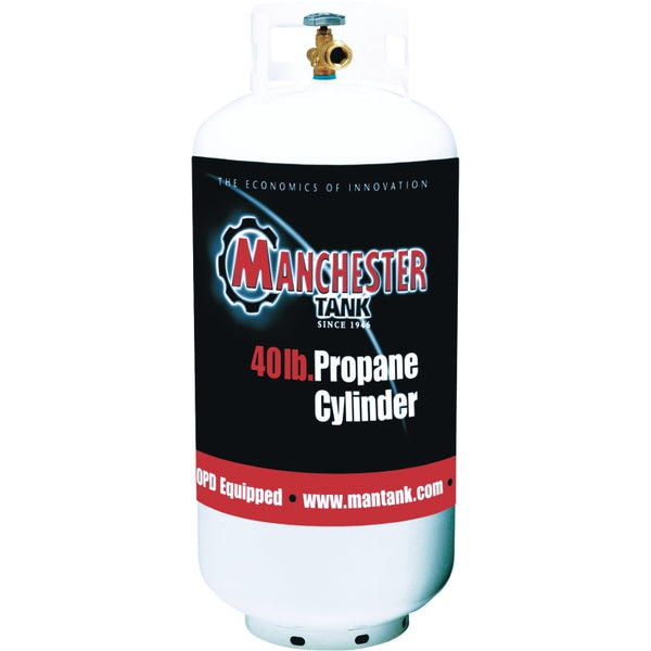 Manchester Tank 1220-13 Vertical ACME/OPD Propane Gas Cylinder, White, 40 Lb
