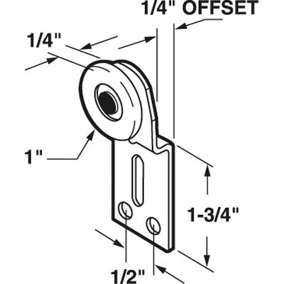 Slide-Co 16210-F Wardrobe Door Top Hung Front Roller, 1/4" Offset, 2-Pack