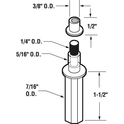 Slide-Co 16260 Bi-Fold Door Top Mounted Spring Loaded Pivot, 7/16"