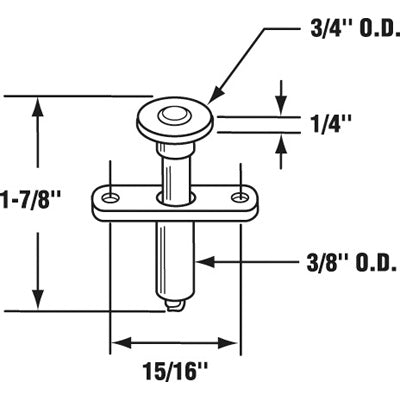 Slide-Co 16467 Wardrobe Door Guide Roller, 3/4"
