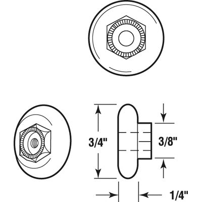 Slide-Co 1901-A Oval Tub Enclosure Sliding Shower Door Rollers, 3/4", 2-Pack