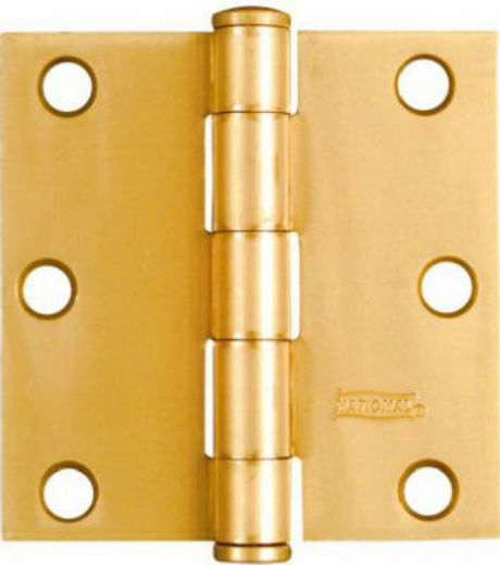 National Hardware® N186-908 Residential Hinge, 3" x 3", Dull Brass, 2-Pack