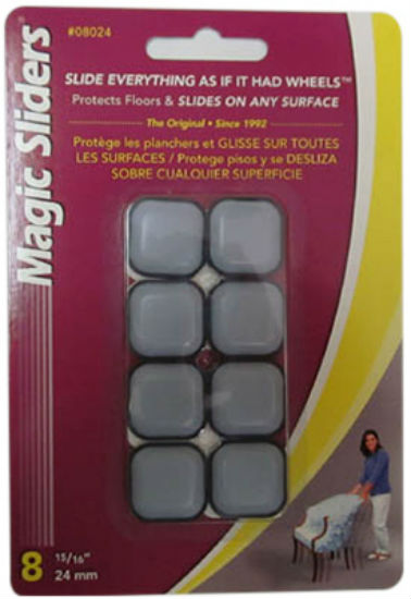 Magic Sliders® 08024 Self-Adhesive Square Slider, 15/16", 8-Pack