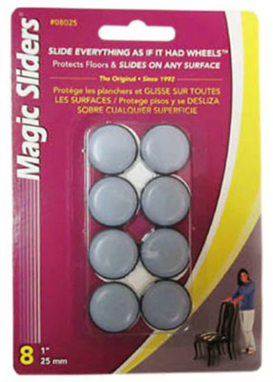 Magic Sliders® 08025 Self-Adhesive Round Sliding Disc, 1", 8-Pack