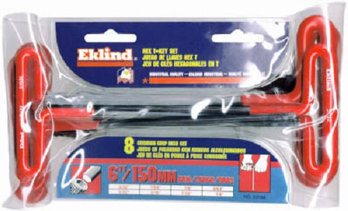 Eklind® 53168 Cushion Grip T-Handle Hex Key Set, 6" Arm, 8-Piece
