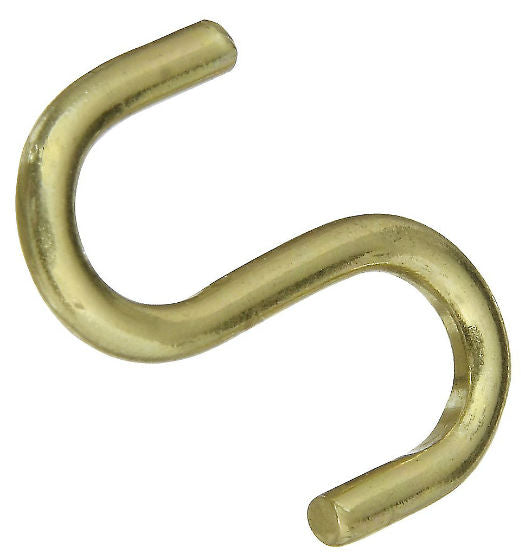 National Hardware® N121-806 Open S Hook, 1", Solid Brass, 3-Pack