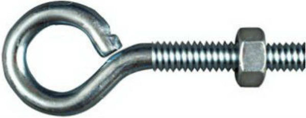 National Hardware N221-101 Steel Eye Bolt with Nut, Zinc Plated, 1/4" x 2-1/2"