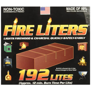 Fire Liters 10192 Non-Toxic Fireplace Firewood & Charcoal Lighter, 192-Count
