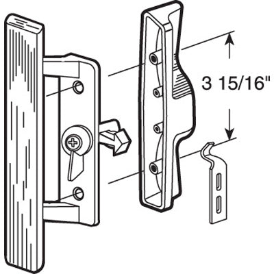 Slide-Co 14186 Universal Internal Lock Sliding Glass Door Handle Kit, Aluminum