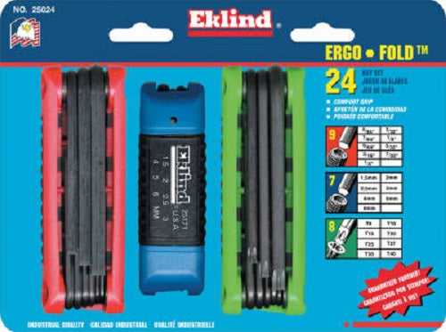 Eklind® 25024 24-In-1 SAE/Metric/Torx Combination Fold Up Key Set