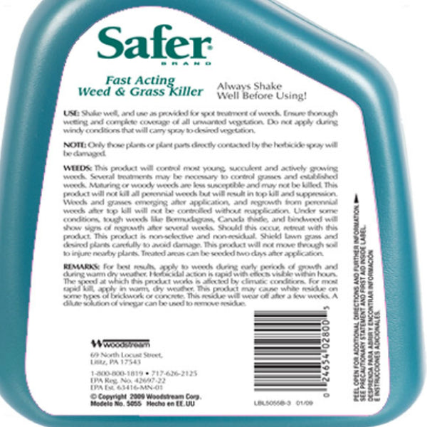 Safer® 5055 Fast Acting Weed & Grass Killer Spray, RTU, 32 Oz