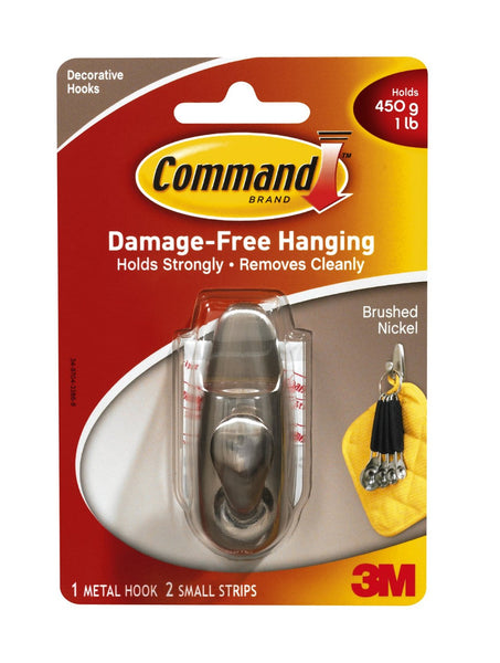 Command FC11-BN Forever Classic Metal Hook, Small, Brushed Nickel