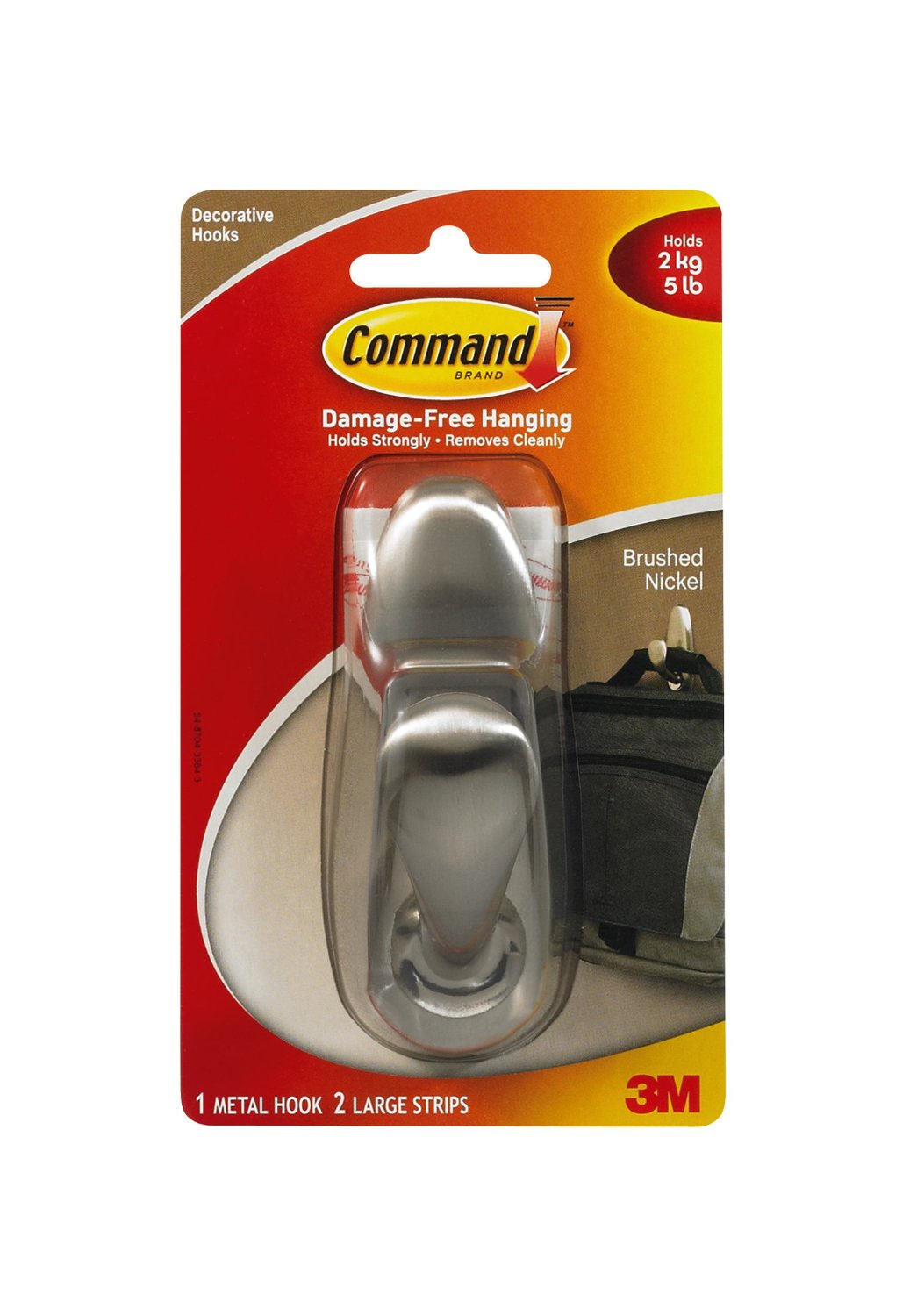 Command FC13-BN Forever Classic Metal Hook, Large, Brushed Nickel