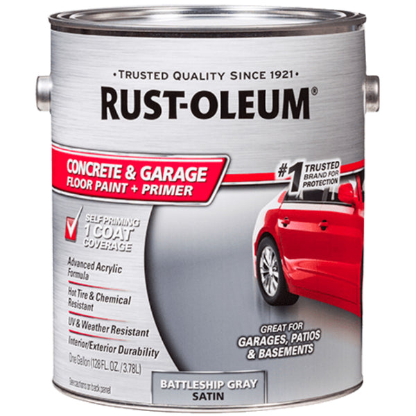 Rust-Oleum 225380 Concrete & Garage Floor Paint, Battleship Gray Satin, 1-Gallon