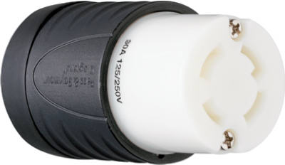 Pass & Seymour L1430CCCV3 Turnlok Connector, 30A, 125/250V, Black & White