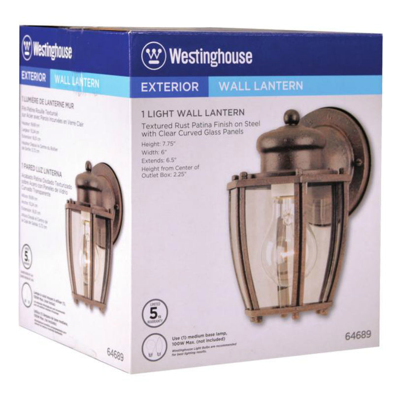 Westinghouse 64689 One-Light Exterior Wall Lantern, Textured Rust Patina