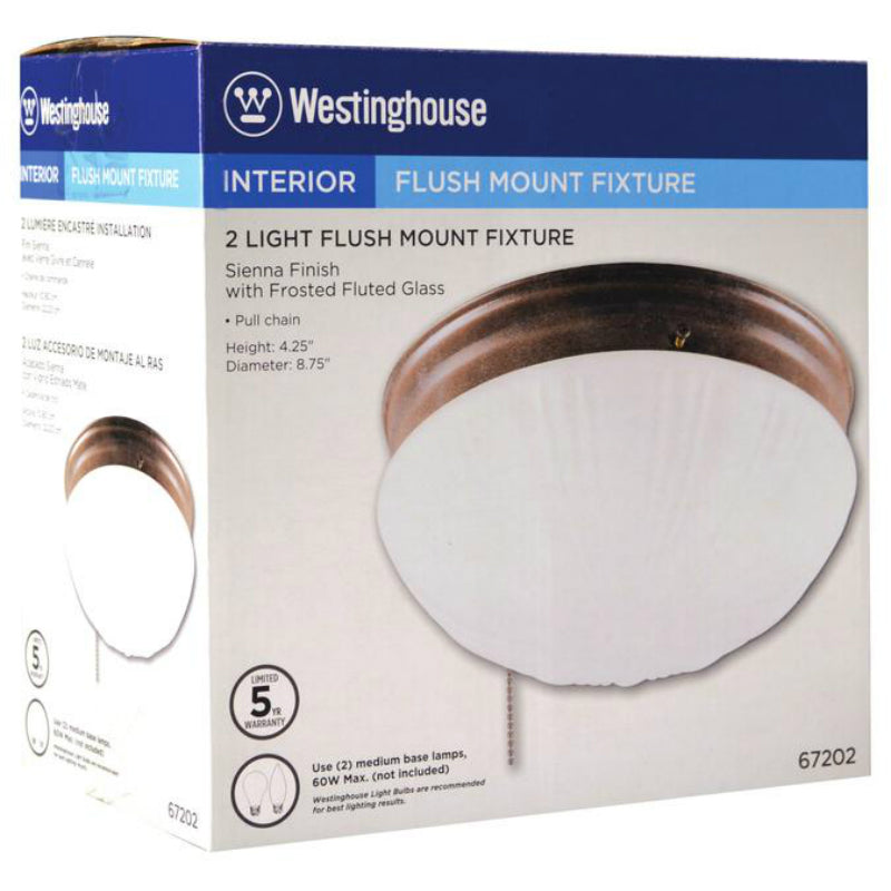 Westinghouse 67202 Two-Light Interior Flush-Mount Ceiling Fixture, Sienna