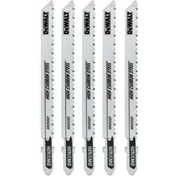 DeWalt® DW3762H Laminate Down Cutting Wood Jig Saw Blades, 10TPI, 4", 5-Pack