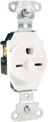 Pass & Seymour Heavy-Duty Spec Grade Single Receptacle, 15A, 250V, White