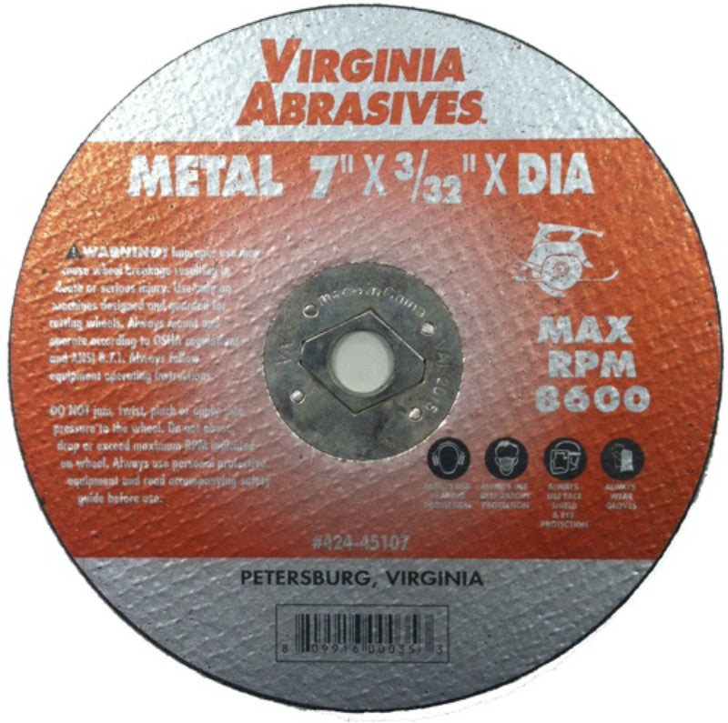 Virginia Abrasives™ 424-45107 Metal Cutoff Wheels for Circular Saws, 7"x 3/32"x5/8"