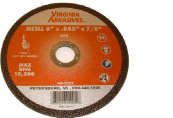 Virginia Abrasives 424-59003 Metal Ultra Thin Cutting Wheel, 6" x 0.045" x 7/8"