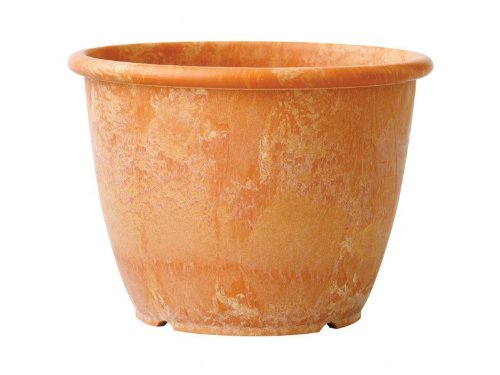Novelty 06105 Round Bali Art Stone Planter, 8.5", Terra