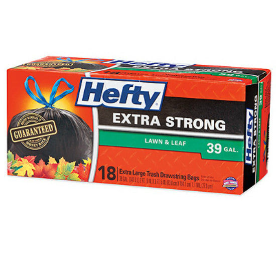 Hefty® E8-6720 Lawn & Leaf Bag, 39-Gallon, 33" x 41", 1.1 Mil, 18-Ct