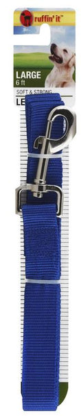 Ruffin' It™ 31486 Nylon Lead Dog Leash, Assorted Colors, Large, 1" x 6'