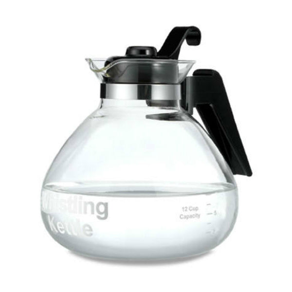 Medelco WK112 12-Cup Glass Stove Top Whistling Tea Kettle