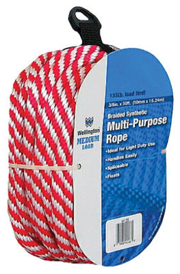 Wellington 44166 Derby Rope, 3/8" x 50', Red & White