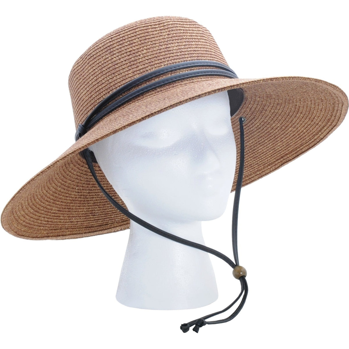 Sloggers® 442DB01 Women's Wide Brim Braided Sun Hat, UPF 50+, Dark Brown