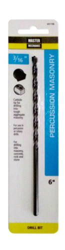 Master Mechanic 691196 Rotary Percussion Masonry Drill Bit, 3/16" x 6"