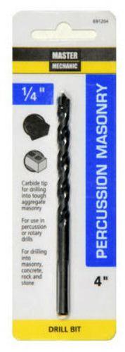Master Mechanic 691204 Rotary Percussion Masonry Drill Bit, 1/4" x 4"
