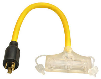 Coleman Cable® 09084 Twist-To-Lock Tri-Source® Adapter, 2'