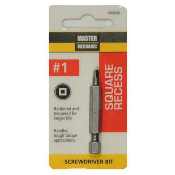 Master Mechanic 696636 Square Recessed Screwdriver Bit, #1, 2"