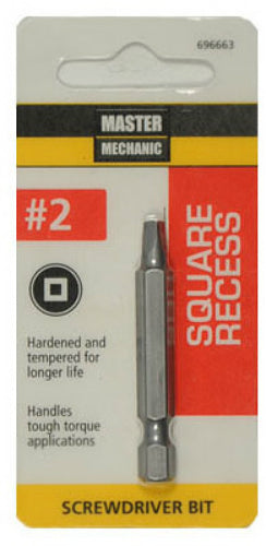 Master Mechanic 696663 Square Recessed Screwdriver Bit, 2", #2