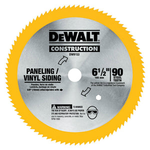 DeWalt® DW9153 Vinyl/Paneling Steel Circular Saw Blade, 90 Tooth, 6-1/2"