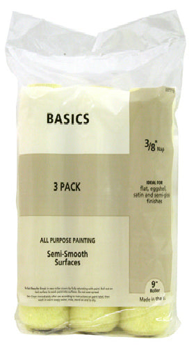 Master Painter MPB383-3PK Basic Roller Cover,  9" x 3/8" Nap, 3-Pack